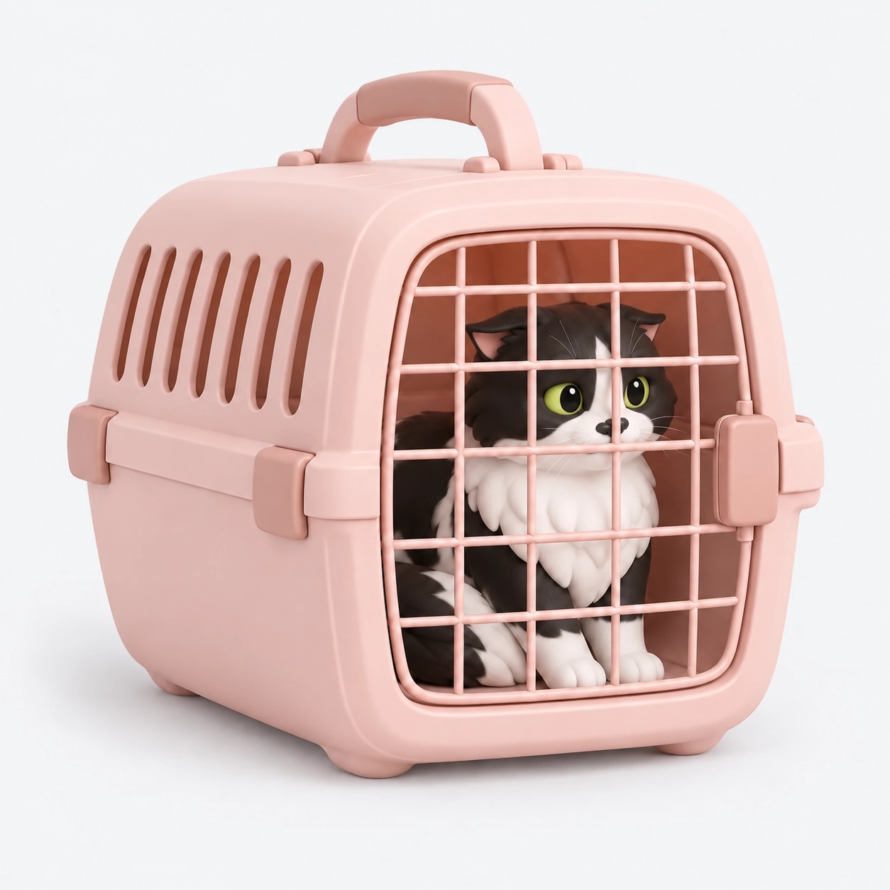 Gato assustado se escondendo, demonstrando o estresse ao sair do ambiente familiar.